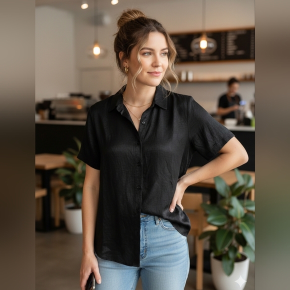 Anine Bing Tops - Anine Bing Black Casual Button Down Shirt